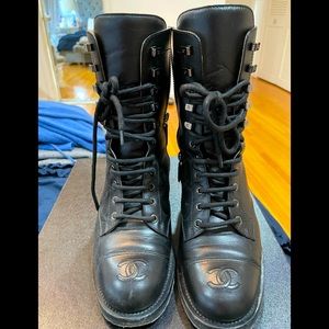 Chanel lace up combat boots!!